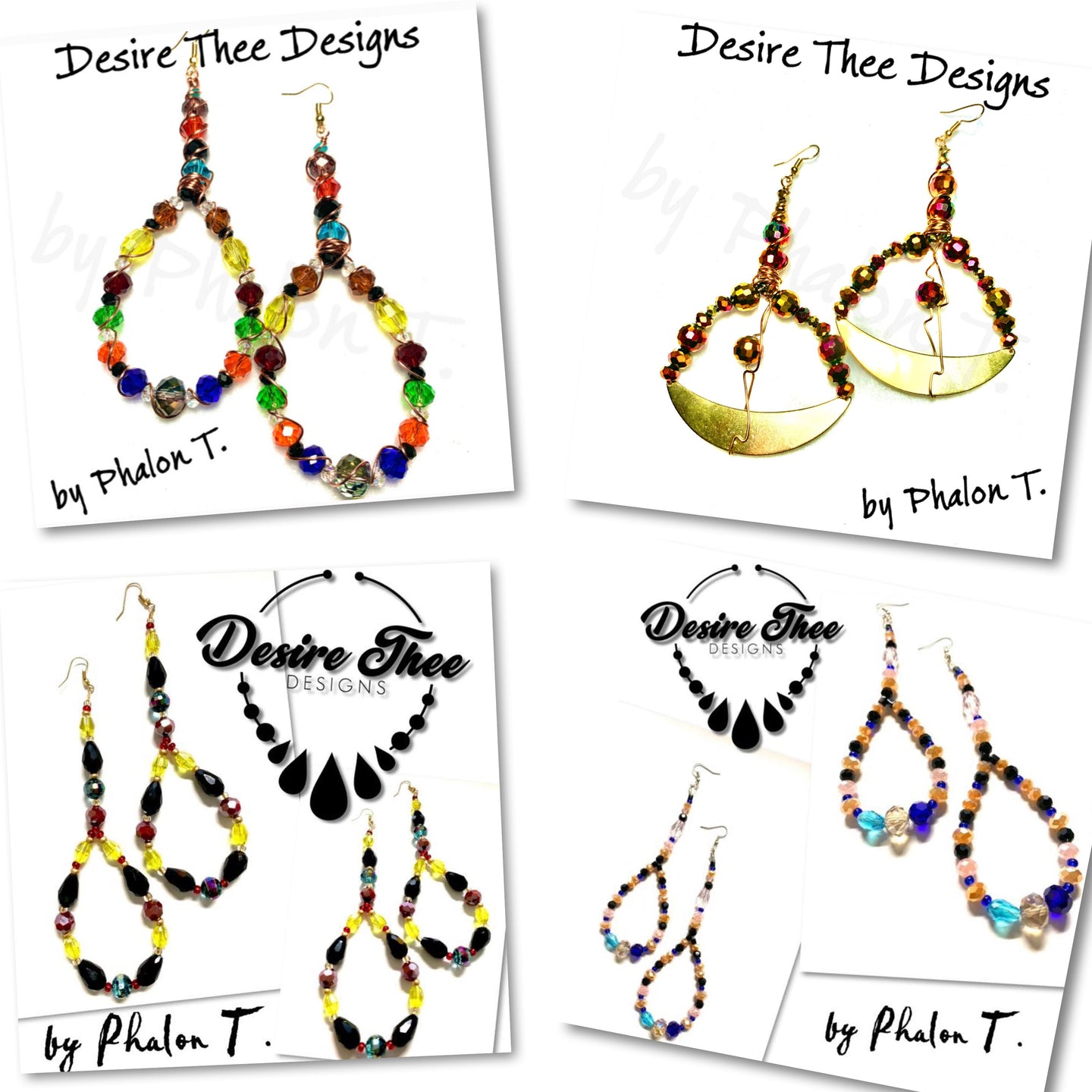 Desire Thee Handcrafted Custom Crystal Hoop Earrings (6in long)